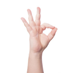 thumb and forefinger forming OK okay hand sign 