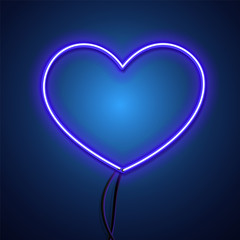 Valentines Day background. Vector retro neon sign.
