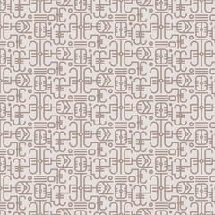 Seamless vector pattern with ethnic hieroglyph symbols. Abstract vector background
