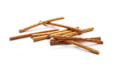 Fototapeta na wymiar Salty cracker pretzel sticks isolated on white background