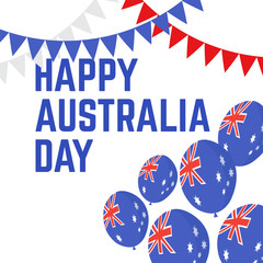 Happy Australia day 26 january vector background with flag. Sign for card, banner, poster and flyer