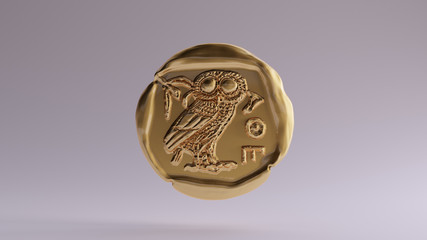Antique Gold Athena Coin 3d illustration