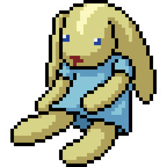 vector pixel art rabbit doll