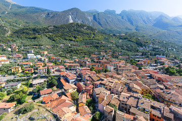 Aerial view of the town Malcesine by Lake Garda, Italy