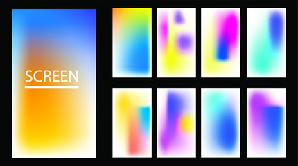 Vector EPS 10 Gradient Set. Different colors. Modern Smartphone screen, mobile app Template. Design for Wallpaper, background, banner, flyer, Social media post. 