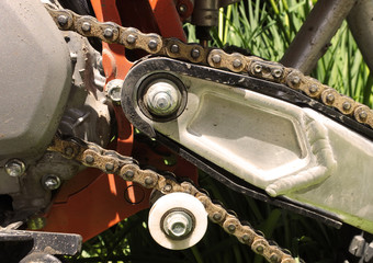 Part of a motorcycle chain.