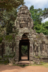 Banteay Kdei entrance showing face of Buddha