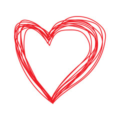 Hand drawn art sketch design for Valentine's day card background. Heart shape illustration design.