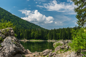 Upper Lake of Fusine. Emerald waters. Tarvisio to be discovered. Friuli