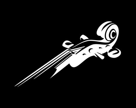 white violin neck on black - classical musical instrument vector design