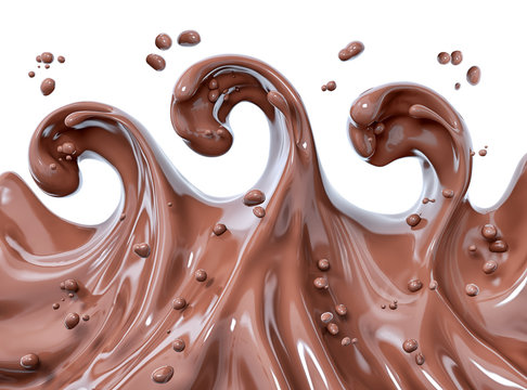 Splash chocolate abstract background 3d rendering