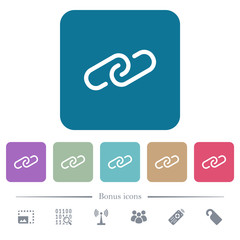 Paperclip flat icons on color rounded square backgrounds