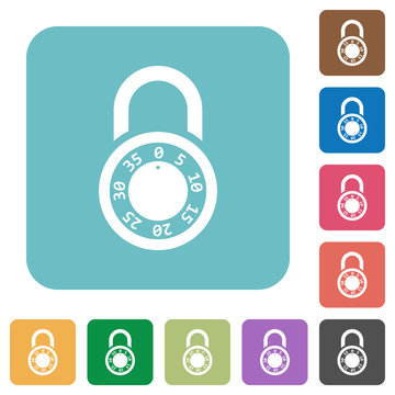 Locked round combination lock rounded square flat icons