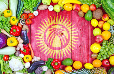 Fototapeta na wymiar Fresh fruits and vegetables from Kyrgyzstan