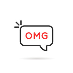 omg word in thin line bubble