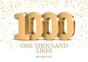Anniversary or event 1000. gold 3d numbers. - obrazy, fototapety, plakaty