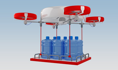 drone flies cargo with water