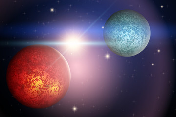 Background of Space with two unknown planets
