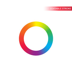 Primary colors spectrum outline vector circle. Circle spectrum colors rainbow gradient. Editable stroke.