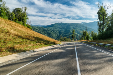Asphalt mountain road.
