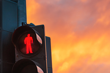 Red pedestrian traffic light