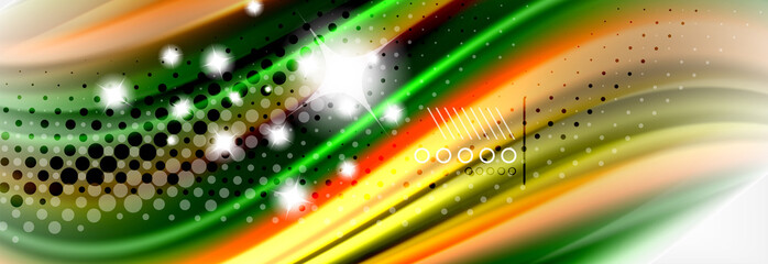 Abstract wave lines liquid fluid rainbow style color stripes background. Artistic illustration for presentation, app wallpaper, banner or poster