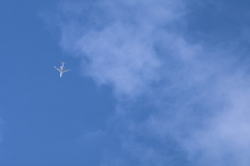 airplane flying in the sky,jet,travel,blue,view,cloud,white,fly