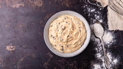 cookie dough, chocolate biscuits, preparing dough for baking
