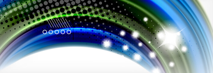 Abstract wave lines liquid fluid rainbow style color stripes background. Artistic illustration for presentation, app wallpaper, banner or poster