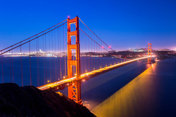 Fototapeta na wymiar Golden Gate Bridge at Night from Marin Headlands