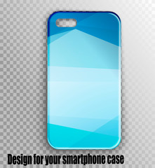 Stylish beautiful case for a mobile smartphone - geometry style - blue triangles pattern. Vector illustration pattern