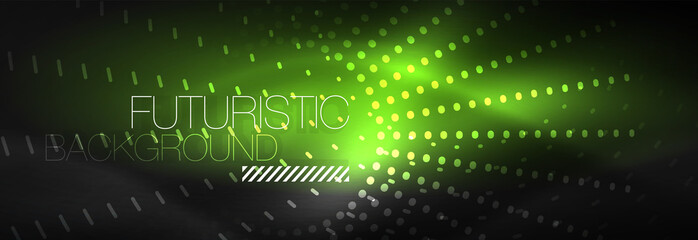 Glowing neon circle line dots, round line design, abstract style on black background. Neon abstract round circles Magic neon lights and glowing dots