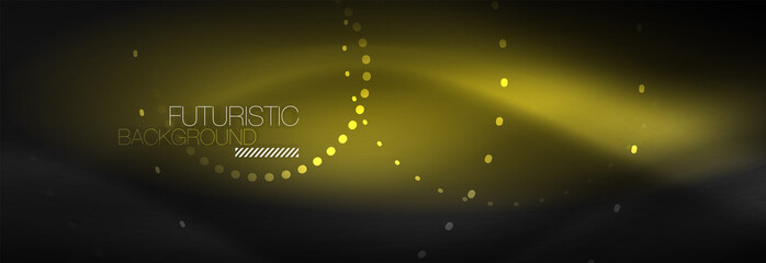 Glowing neon circle line dots, round line design, abstract style on black background. Neon abstract round circles Magic neon lights and glowing dots