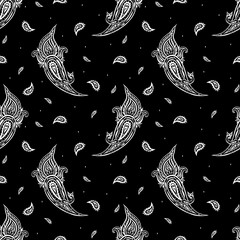 Paisley, Abstract Flower. Hand Drawn luxury old fashioned floral ornament, Victorian vector background. Can be used for wallpaper, website background, textile, phone case print