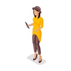 Isometric Girl, Young People Gadgets