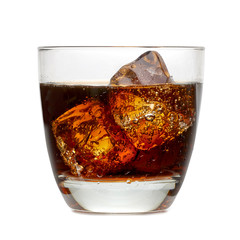 Vodka cola with ice in glass including clipping path