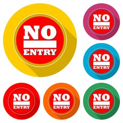 No entry sign, Safety first icon or logo, color set with long shadow
