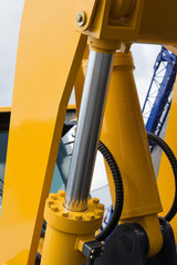 Detail of hydraulic bulldozer piston excavator arm