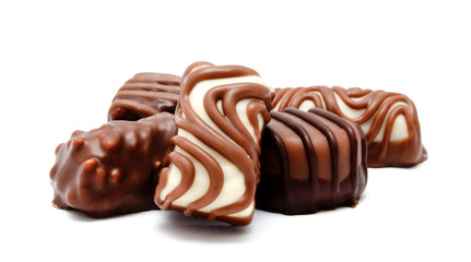 Assortment of chocolate candies sweets isolated