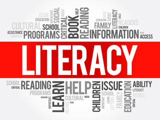 Obraz premium Literacy word cloud collage, education concept background