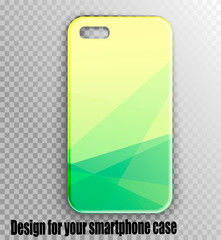 Vector illustration pattern - mobile phone case with a beautiful stylish design. Colored warm green and yellow Gradient Triangles Pattern - Polygon Style