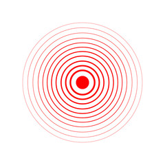 Red Rings sound wave and line in a circle. Tap symbol. Radio signal background. Vector template illustration abstract speed motion for your design