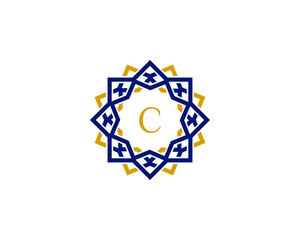 C initial letter logo with luxury ornament