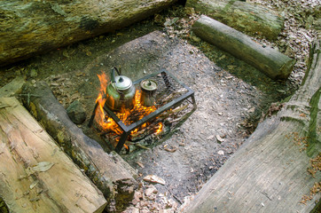 Cooking Tea in Camping