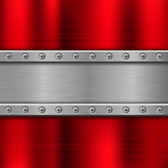 Metal background with iron plate with rivets