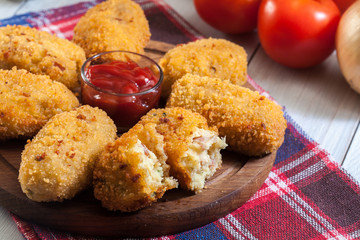 Homemade croquettes of jamon ham