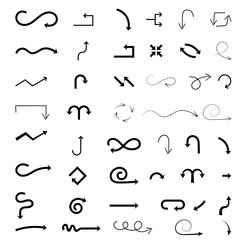 Black arrows set. Flat icons