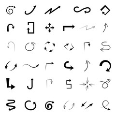 Black arrows set. Flat icons