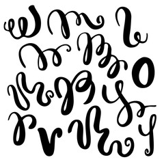 Obraz premium Set of hand draw elements, lines and ornaments of calligraphy brush.