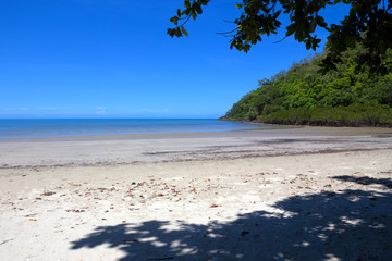 Beach and headland at Cape Tribulation in The Daintree rain forest, Tropical North Queensland, Australia
